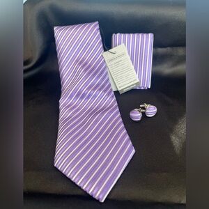 Purple Striped Tie Set